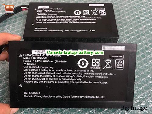 Genuine GETAC K71137-001 Battery 8760mAh, 99.86Wh , 11.4V, Black , Li-Polymer