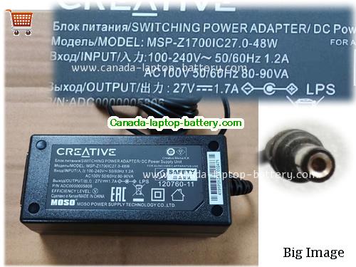 Canada Genuine Creative MSP-Z1700IC27.0-48W Power Adapter Adc0000005806 27V 1.7a Power Supply Power supply 