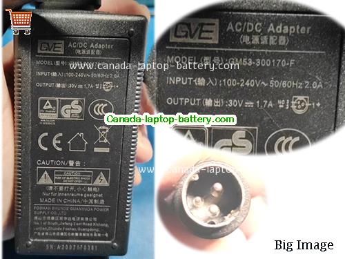 gve  30V 1.7A Laptop AC Adapter