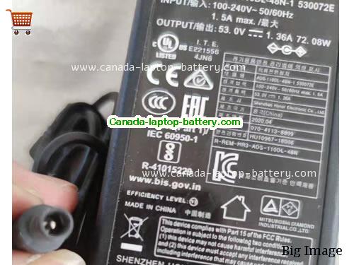 HOIOTO ADS-110DL-48N-1 530072E Laptop AC Adapter 53V 1.36A 72W