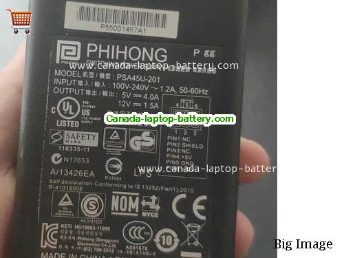 phihong  12V 1.5A Laptop AC Adapter