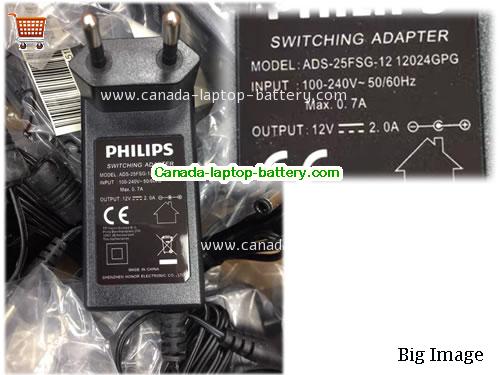 Canada Genuine Philips ADS-25FSG-12 12024GPG Switching Adapter 12v 2A 24W Power Supply Power supply 